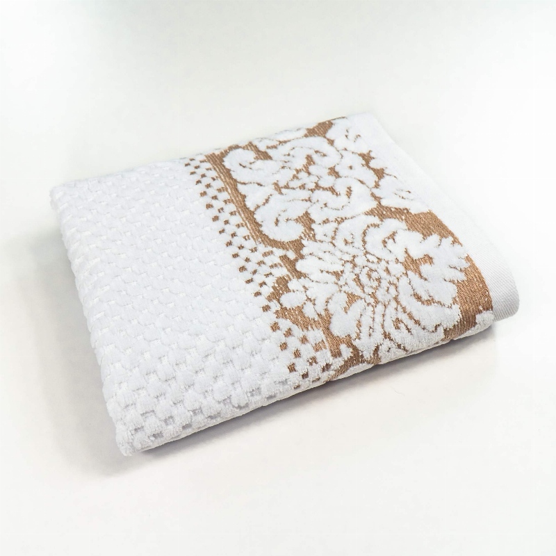 Рушник махровий для обличчя та рук 40x70см Damask Преміум якості Жакардове з велюром 550г/м2 GM Textile (Білий)